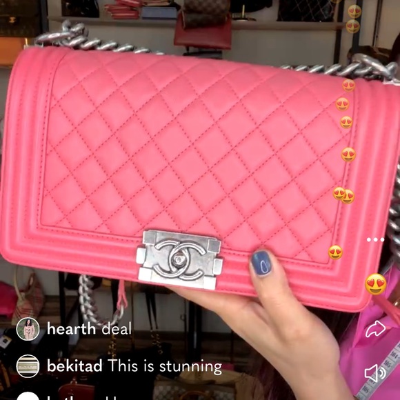 CHANEL Handbags - Chanel Le boy bag in nice pink color and gun metal hardware.